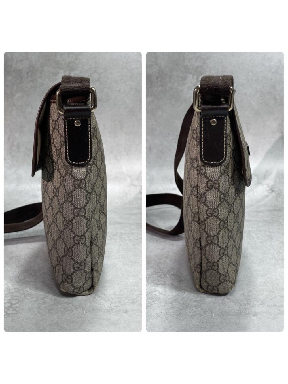 Gucci GG Shoulder Bag Brown Beige Leather Logo - Picture 7 of 10